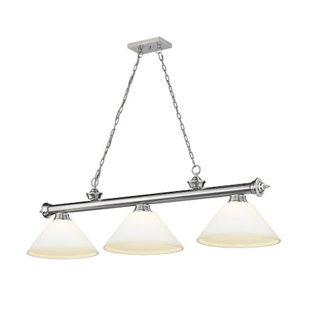 Z-Lite Cordon 3 Light Billiard, Brushed Nickel & Matte Opal 2306-3BN-AMO14